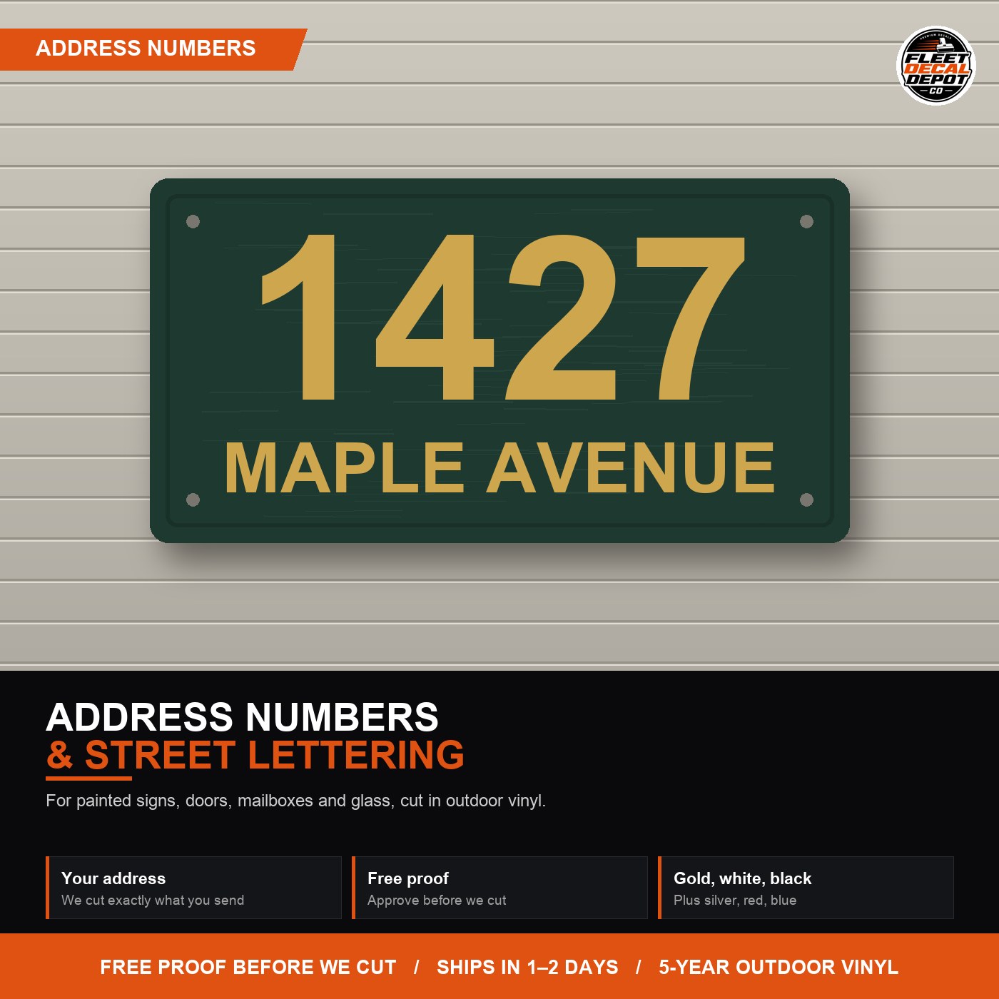 Address Number Decals for House, Mailbox and Building Sign, Custom Street Address Vinyl Lettering in Gold White or Black, Outdoor Rated