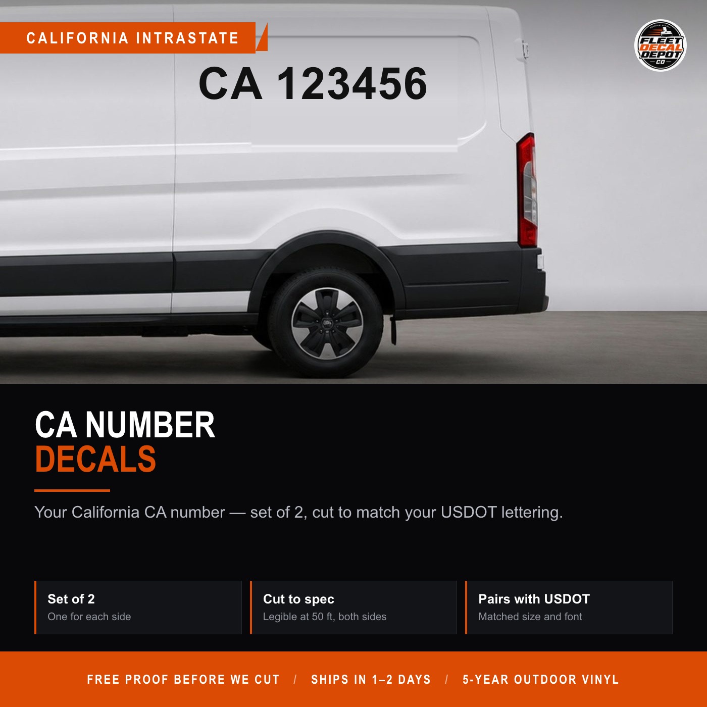 CA Number Decal for Truck Set of 2, California Carrier Number Vinyl Sticker, CHP Motor Carrier Compliance Truck Door Lettering