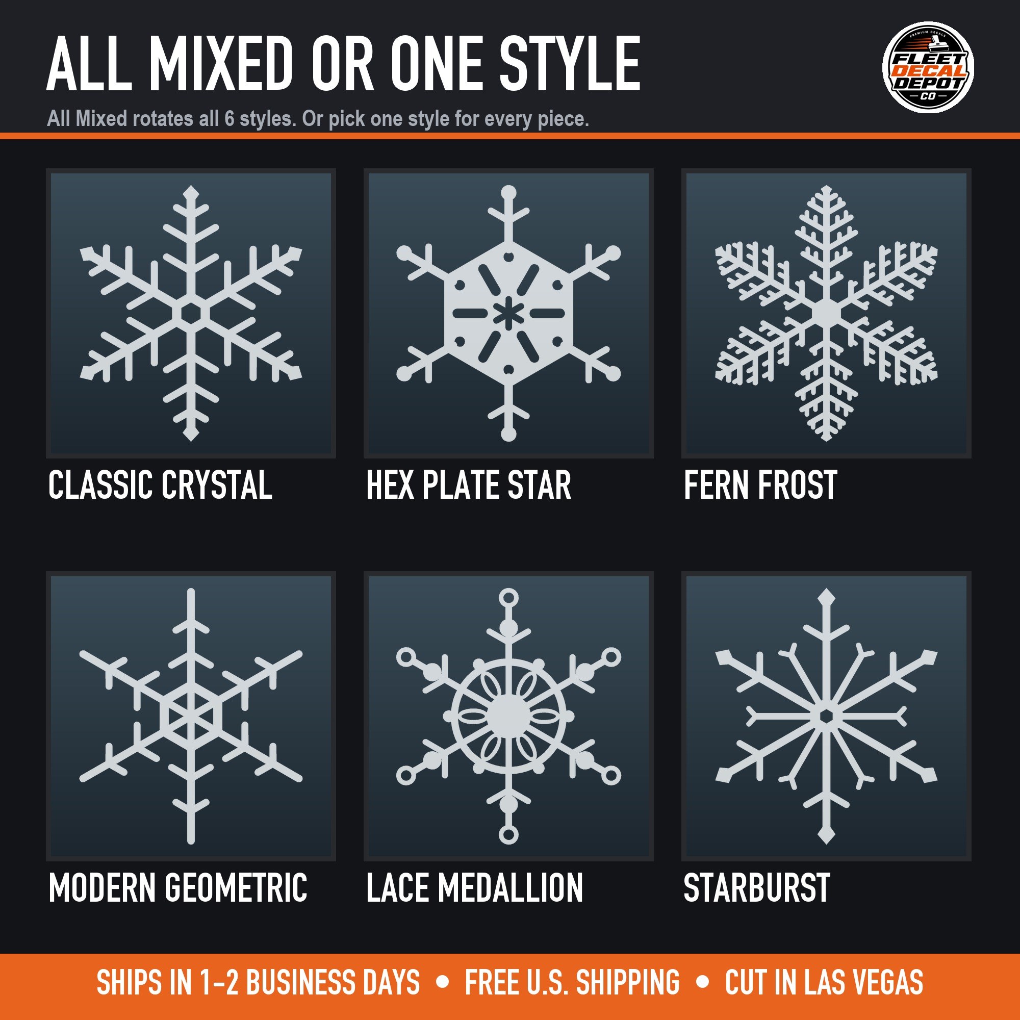 All Mixed kit rotating six snowflake styles, or one style for every piece (product photo 4 of 6)