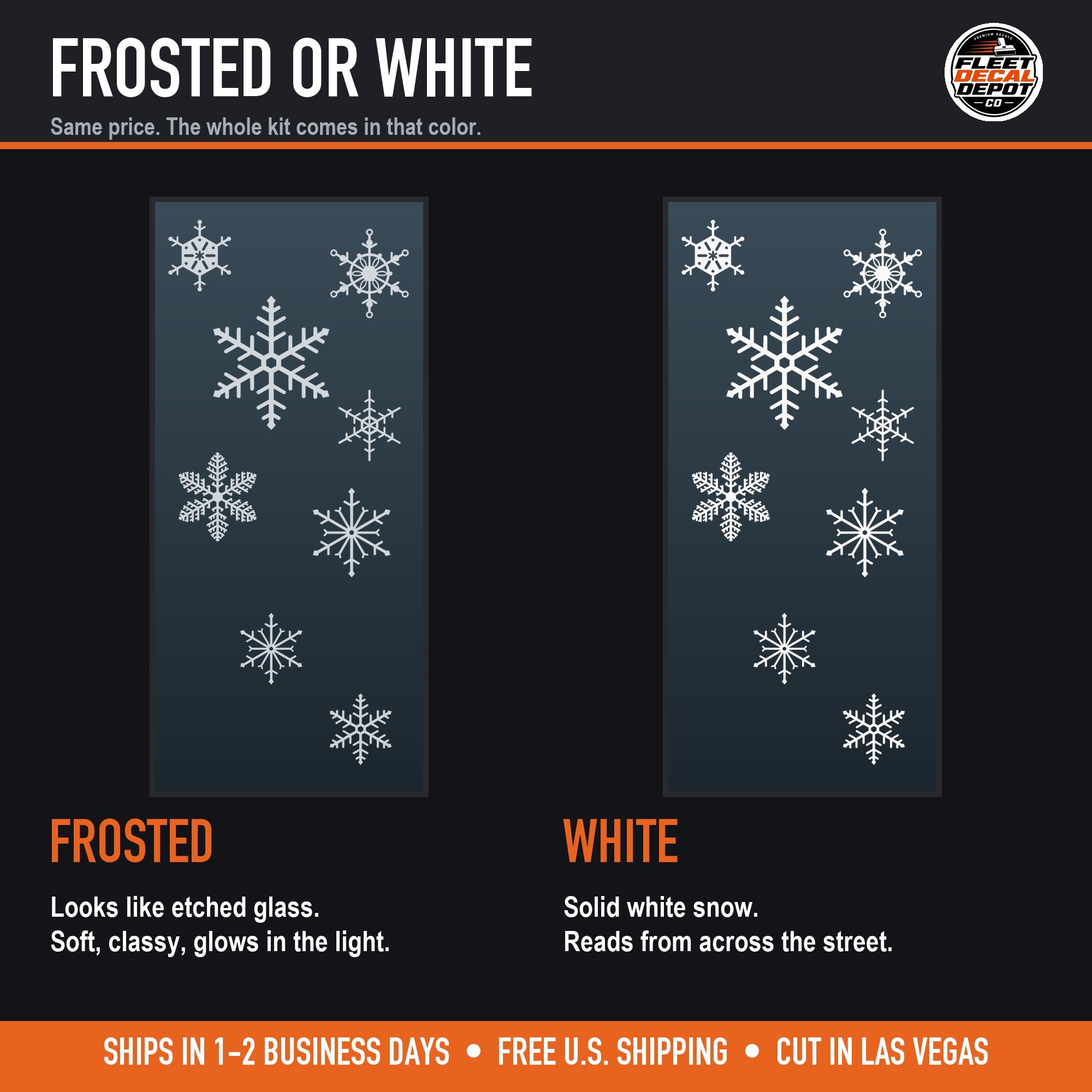 Storefront snowflake kit in frosted etched-glass vinyl and in solid white vinyl (product photo 5 of 6)