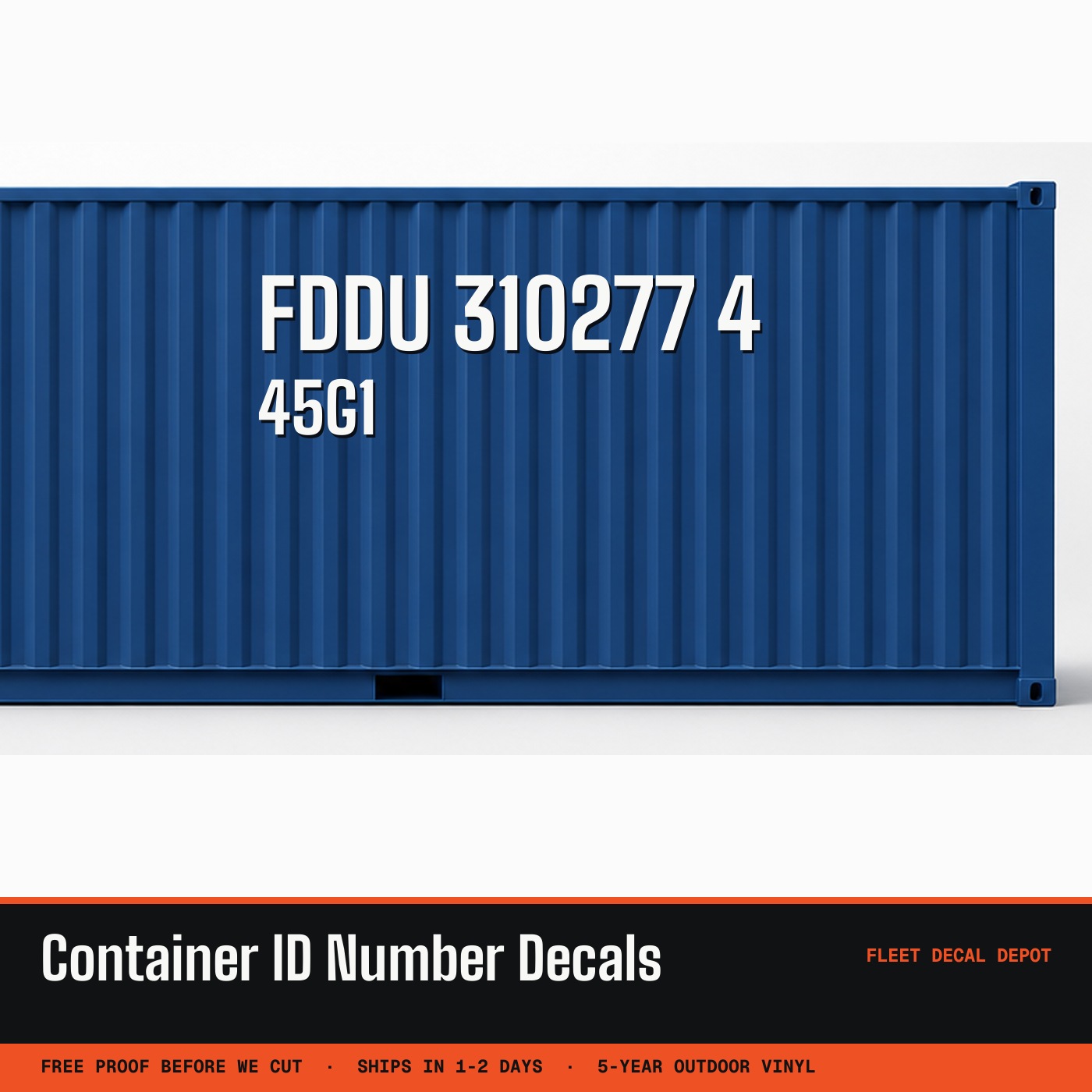 Shipping Container ID Number Decals, Custom BIC Owner Code Serial Number & Check Digit Set, ISO Size Type Code Vinyl Lettering
