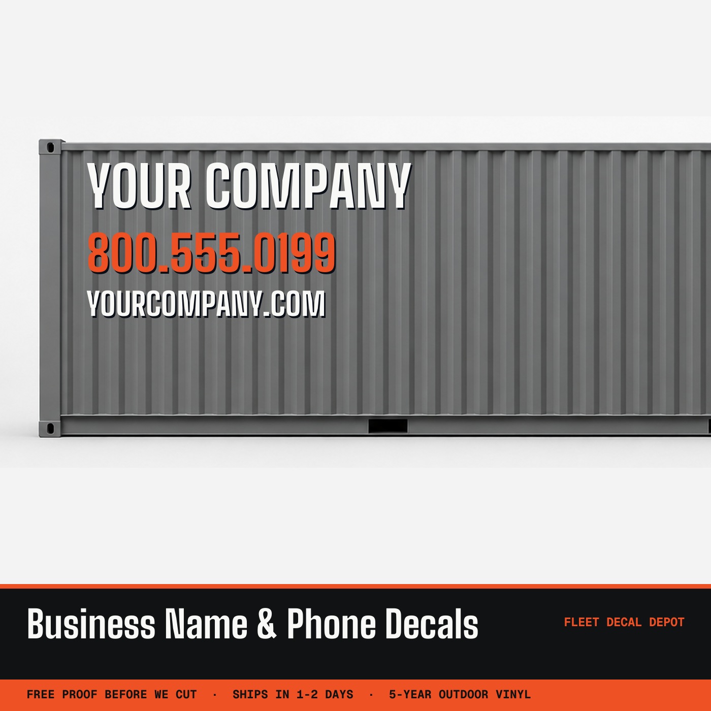 Storage Container Company Logo & Phone Number Panel, Custom Business Branding Decal for Rental & Jobsite Containers