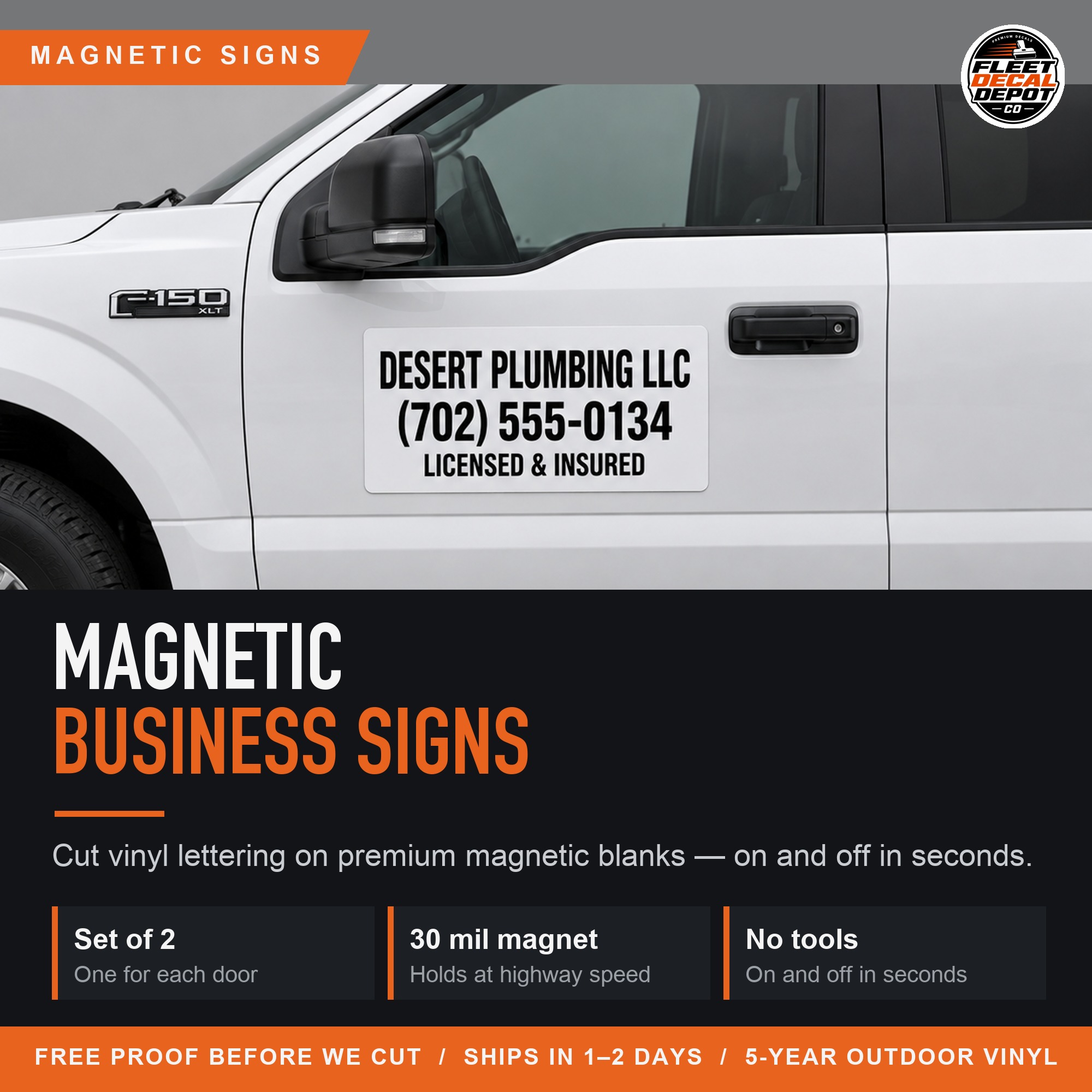 Custom Magnetic Business Signs Pair, Removable Car Door Magnet Set for Company Name Logo Phone, Vehicle Magnet Signs