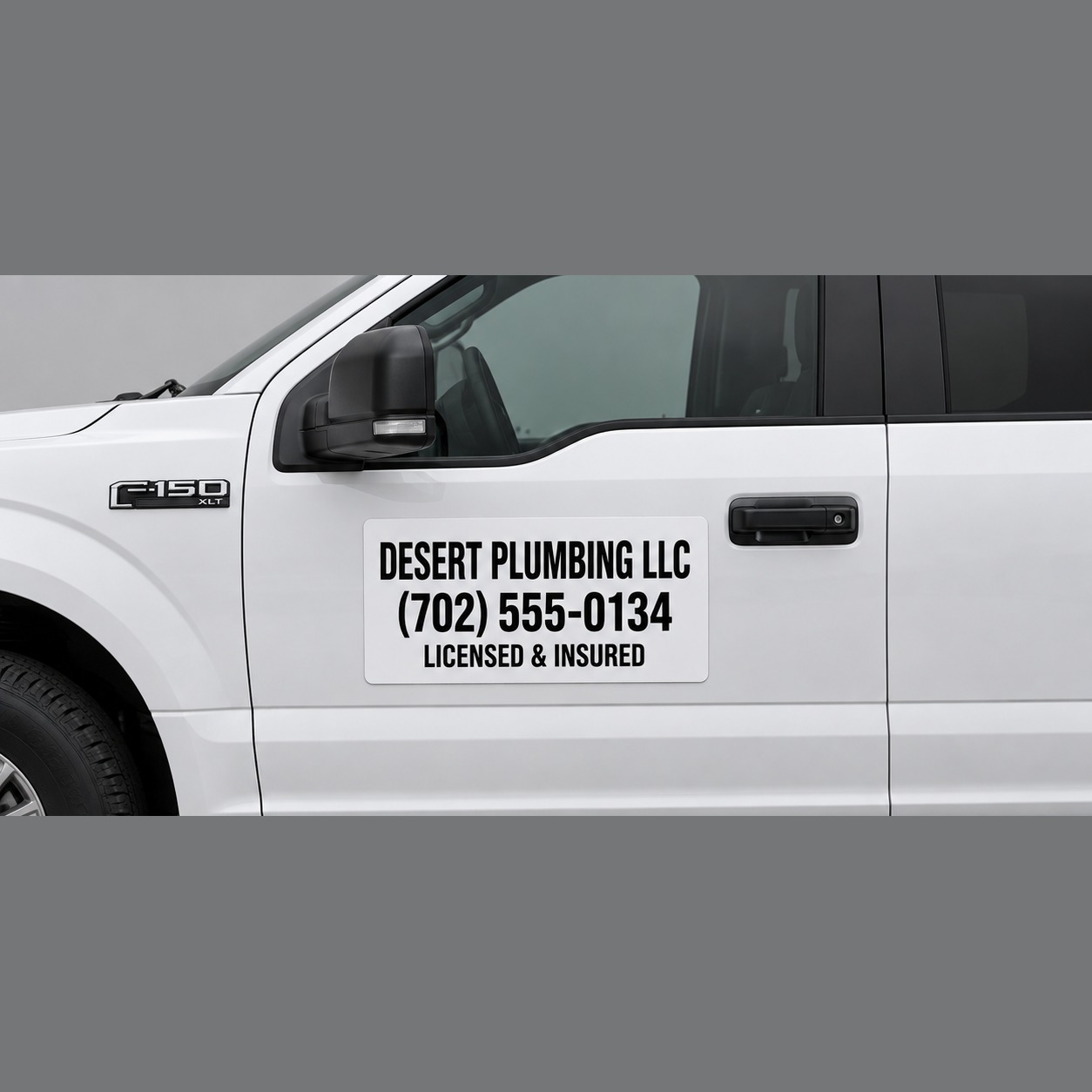 Custom Magnetic Business Signs Pair — shown on a work truck (product photo 2 of 3)