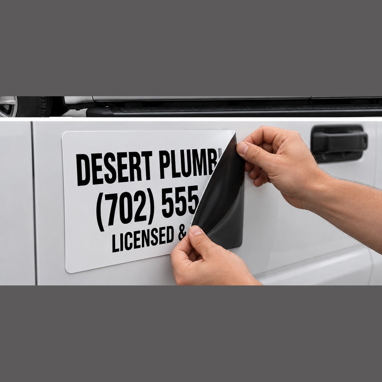 Custom Magnetic Business Signs Pair — shown on a work truck (product photo 3 of 3)
