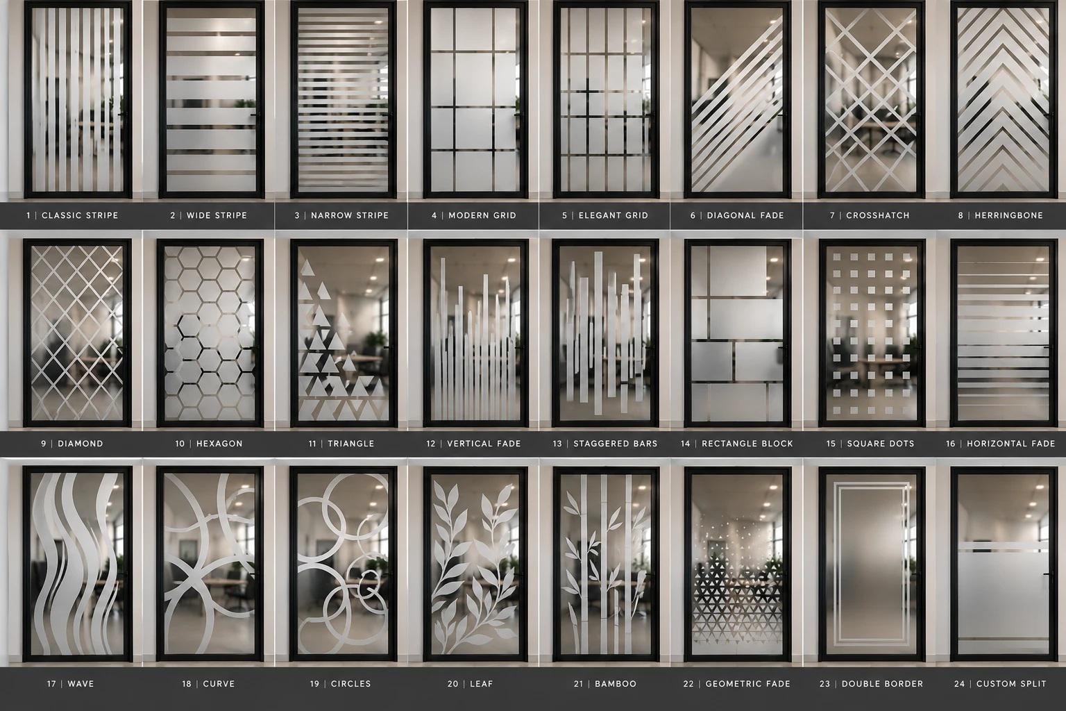 Frosted Office Door Film — shown on a glass storefront (product photo 2 of 7)
