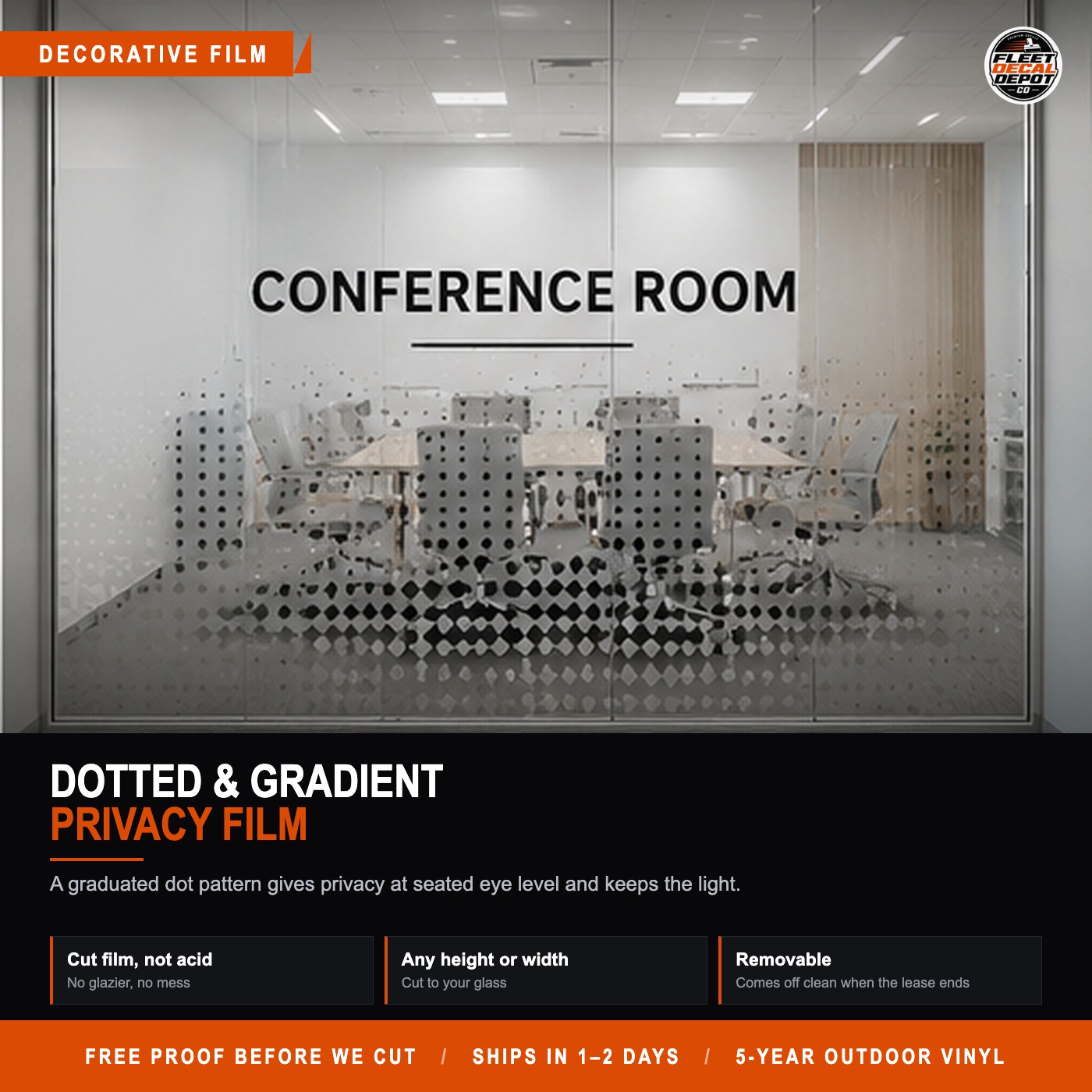Frosted Window Film Privacy Band — shown on a glass storefront (product photo 2 of 2)