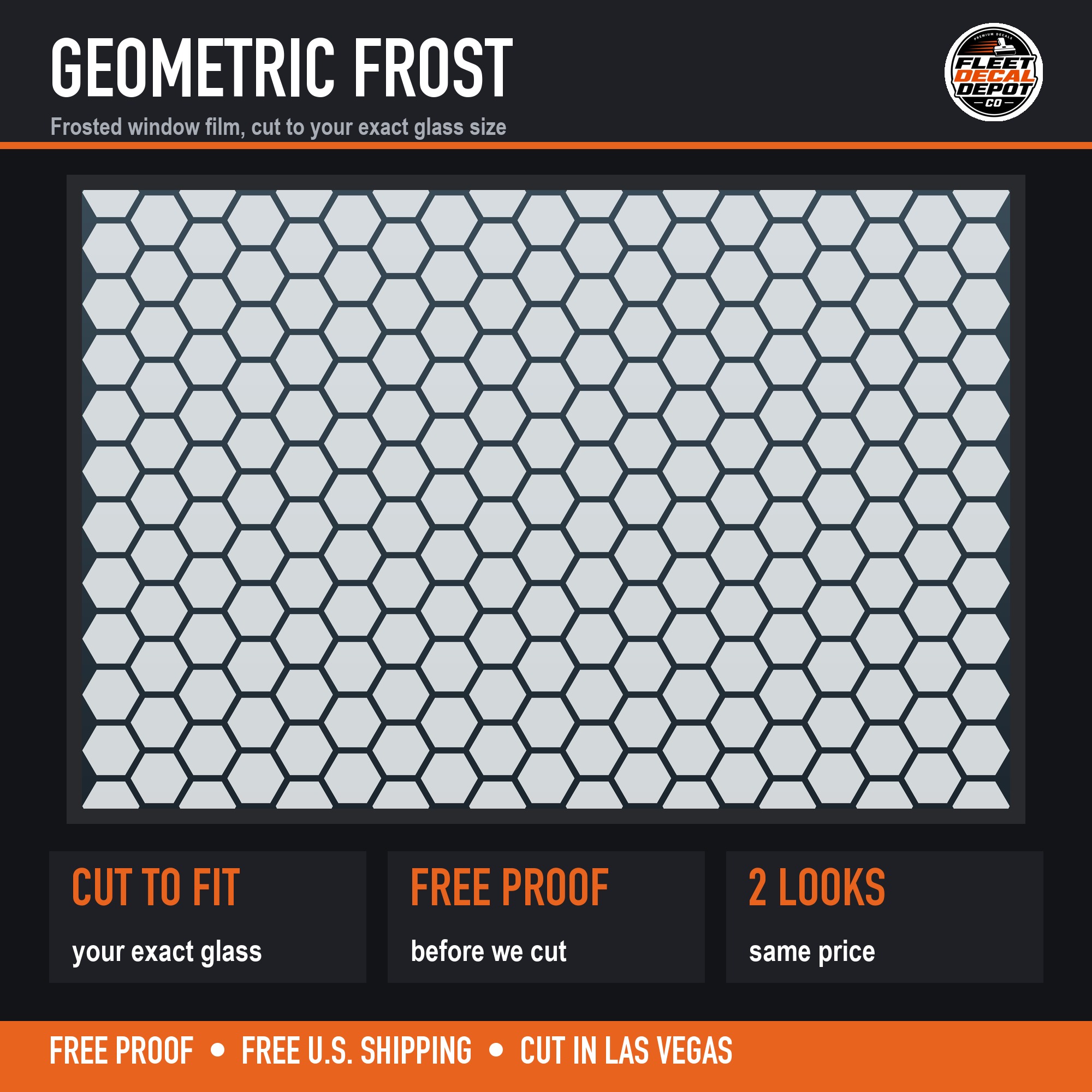 Geometric Frosted Window Film, Honeycomb Diamond Subway Tile Chevron or Wave Privacy Decal Cut to Your Exact Glass Size