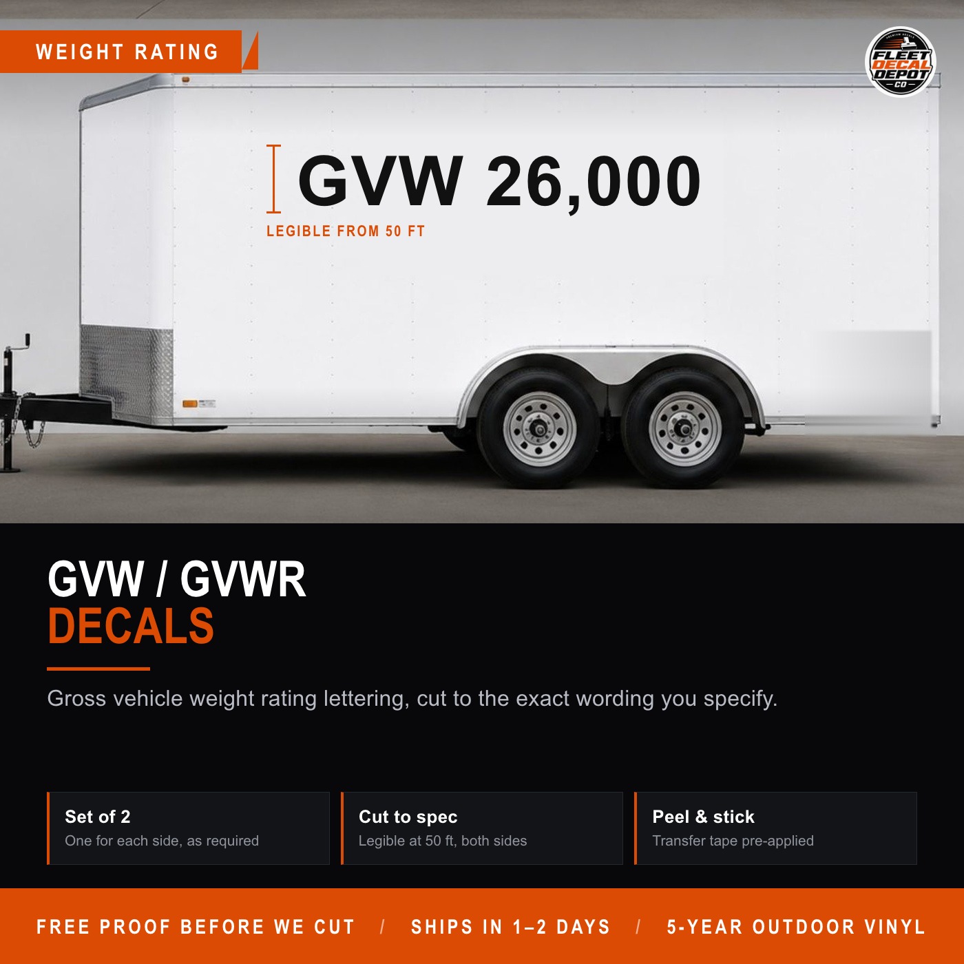 GVW GVWR Decal for Truck, Weight Rating Compliance Sticker Set of 2