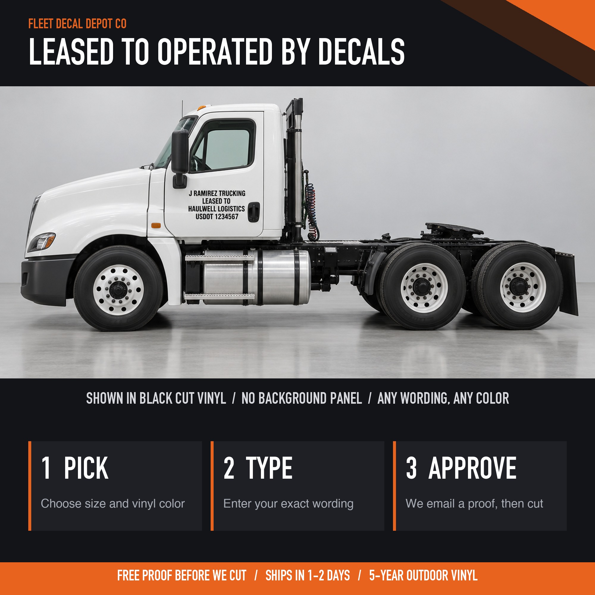 Leased To Decal Set of 2 — shown on a work truck (product photo 2 of 2)