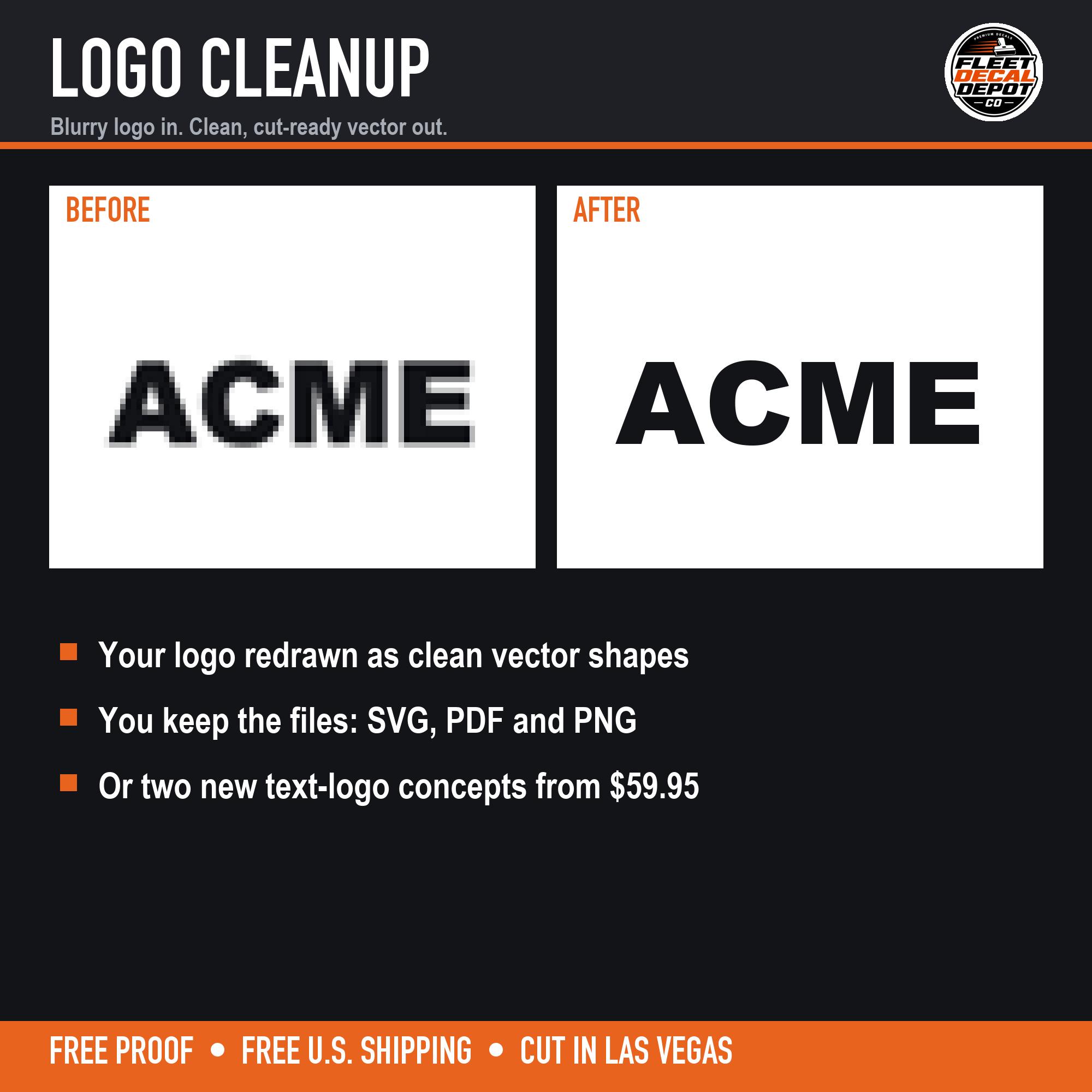 Logo Cleanup and Vector Redraw for Vinyl Decals, Turn a Blurry Logo into a Cut Ready File, Simple Text Logo Design Add On