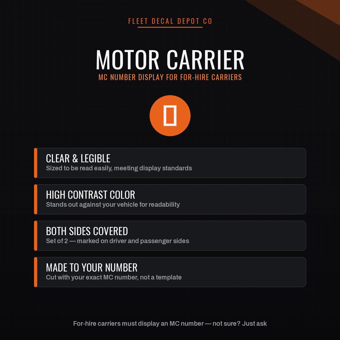MC Number Decal for Truck, Motor Carrier Compliance Sticker Set of 2 — photo 4
