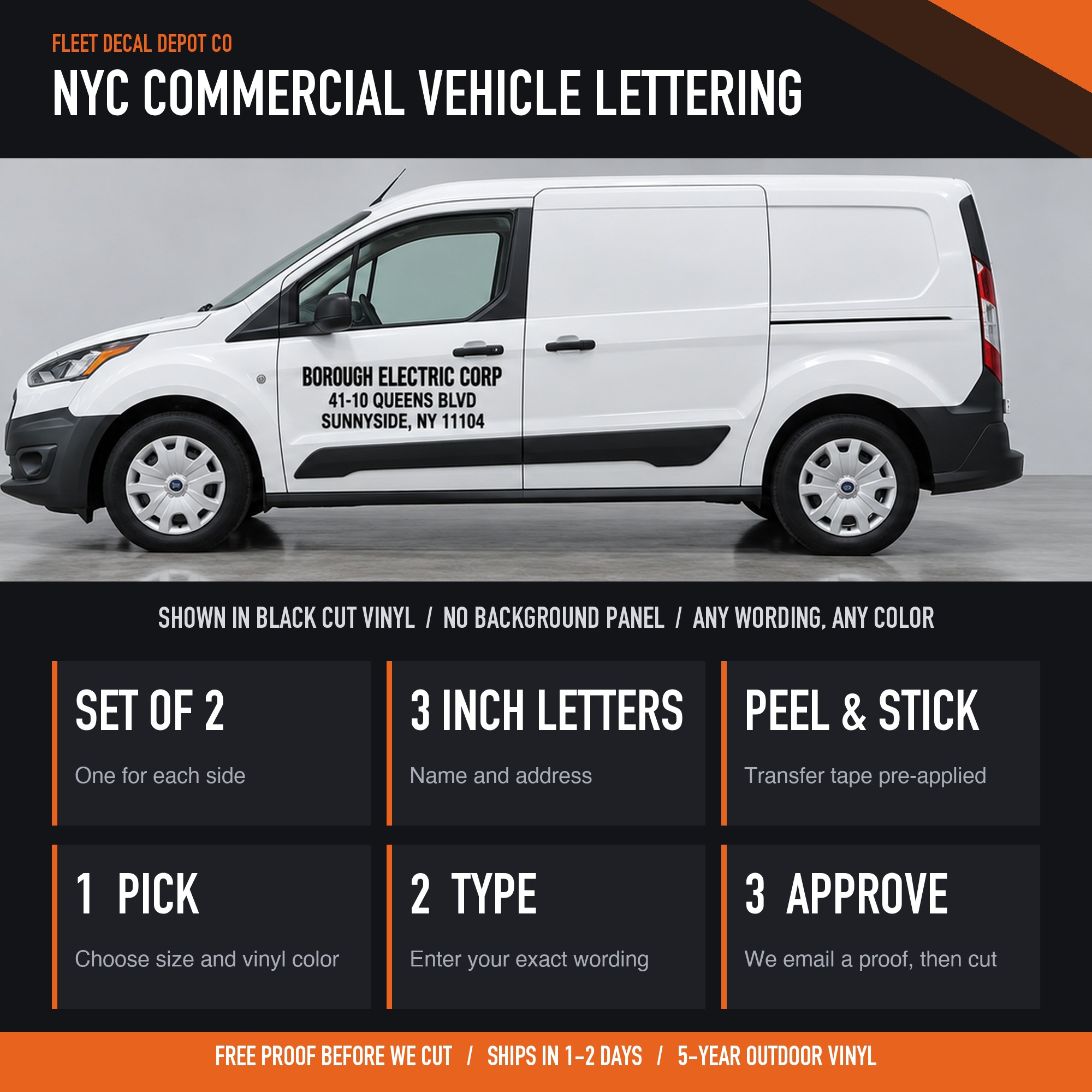 New York City Commercial Vehicle Lettering Set of 2 — shown on a work truck (product photo 2 of 2)