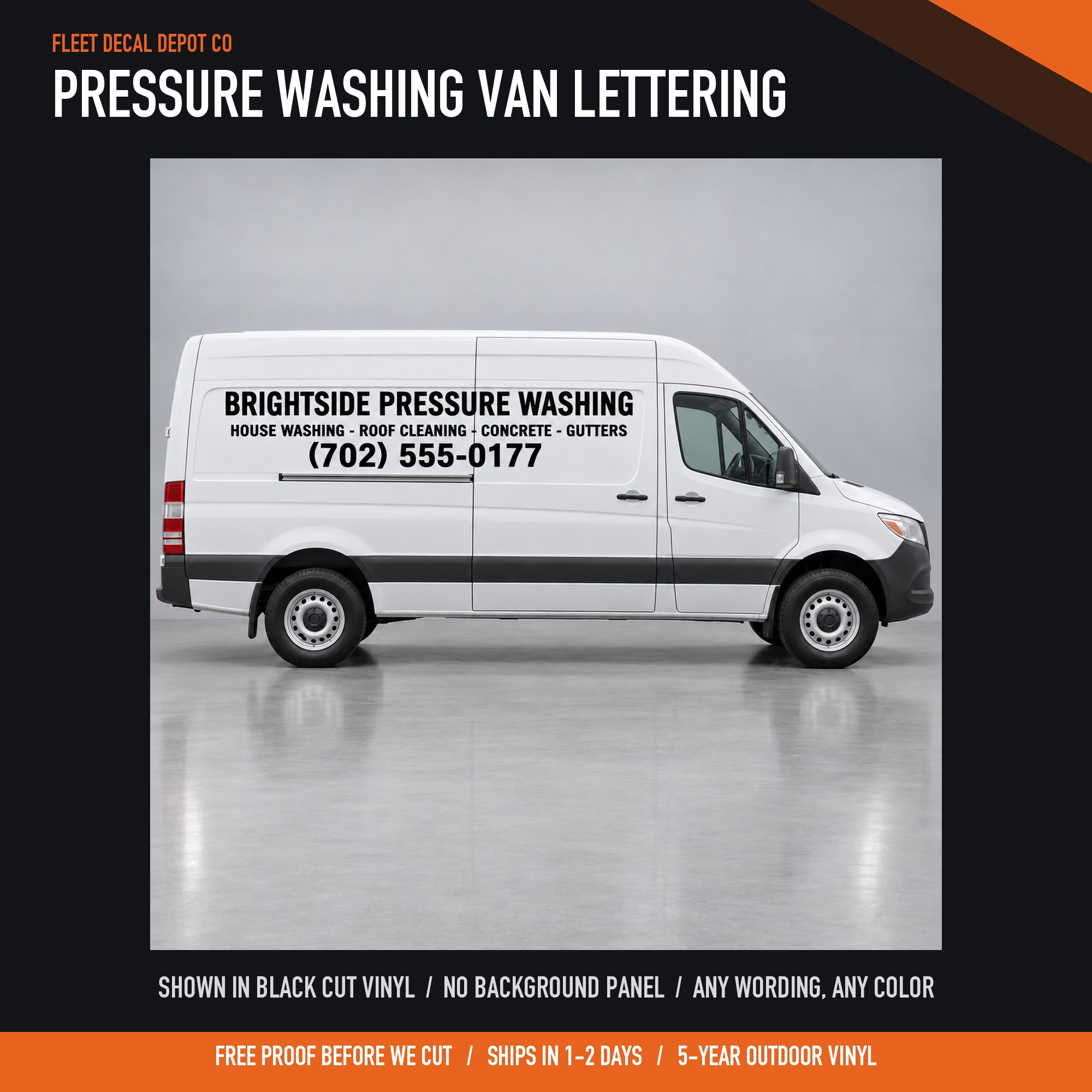 Pressure Washing Van Lettering Package — shown on a work truck (product photo 2 of 2)