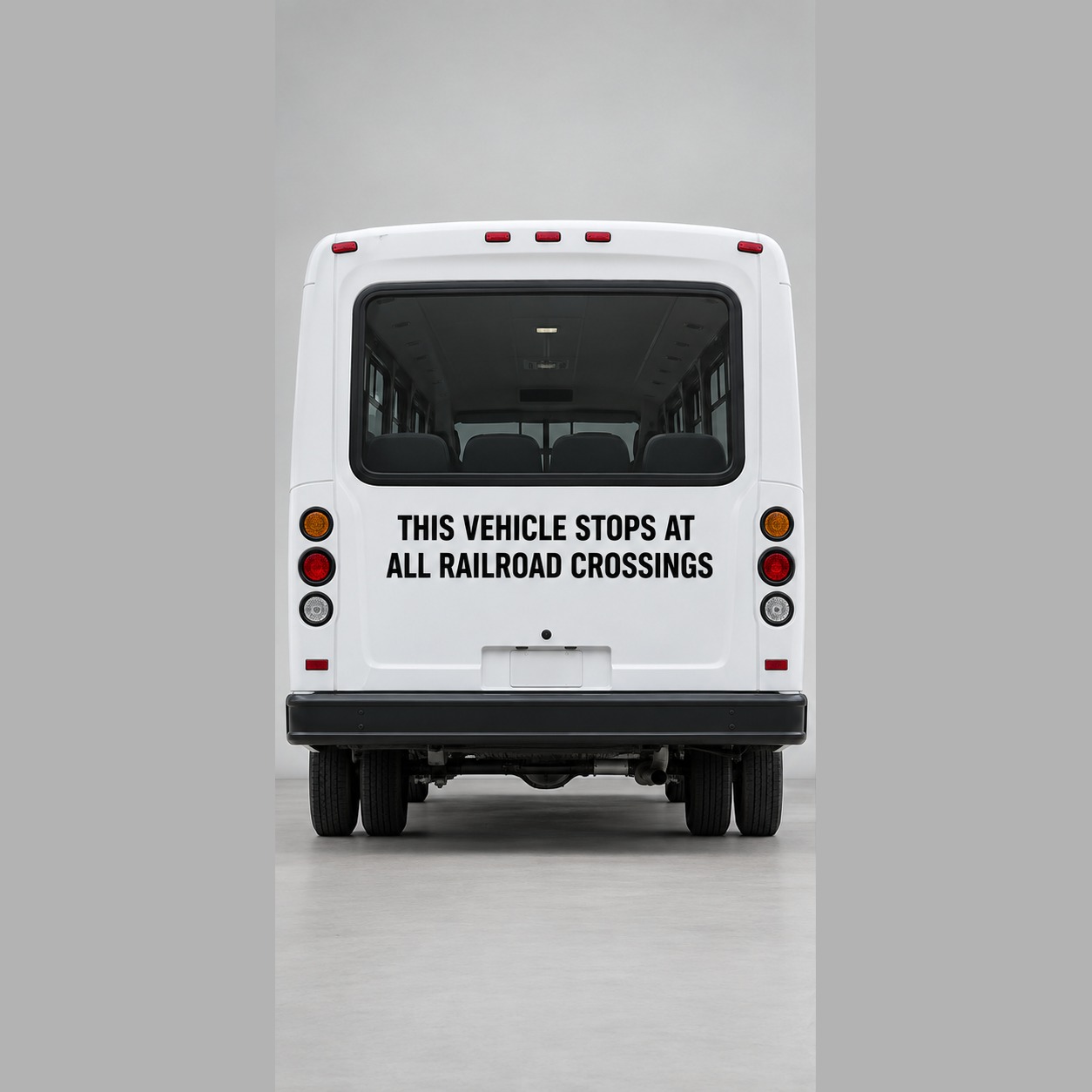 This Vehicle Stops at All Railroad Crossings Decal Set of 2 — product mockup (product photo 2 of 2)