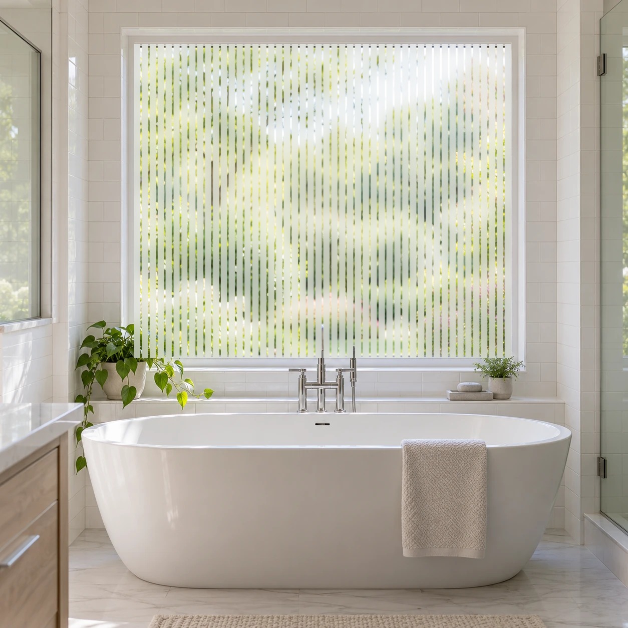 Reeded Glass Window Film — shown on a glass storefront (product photo 2 of 6)