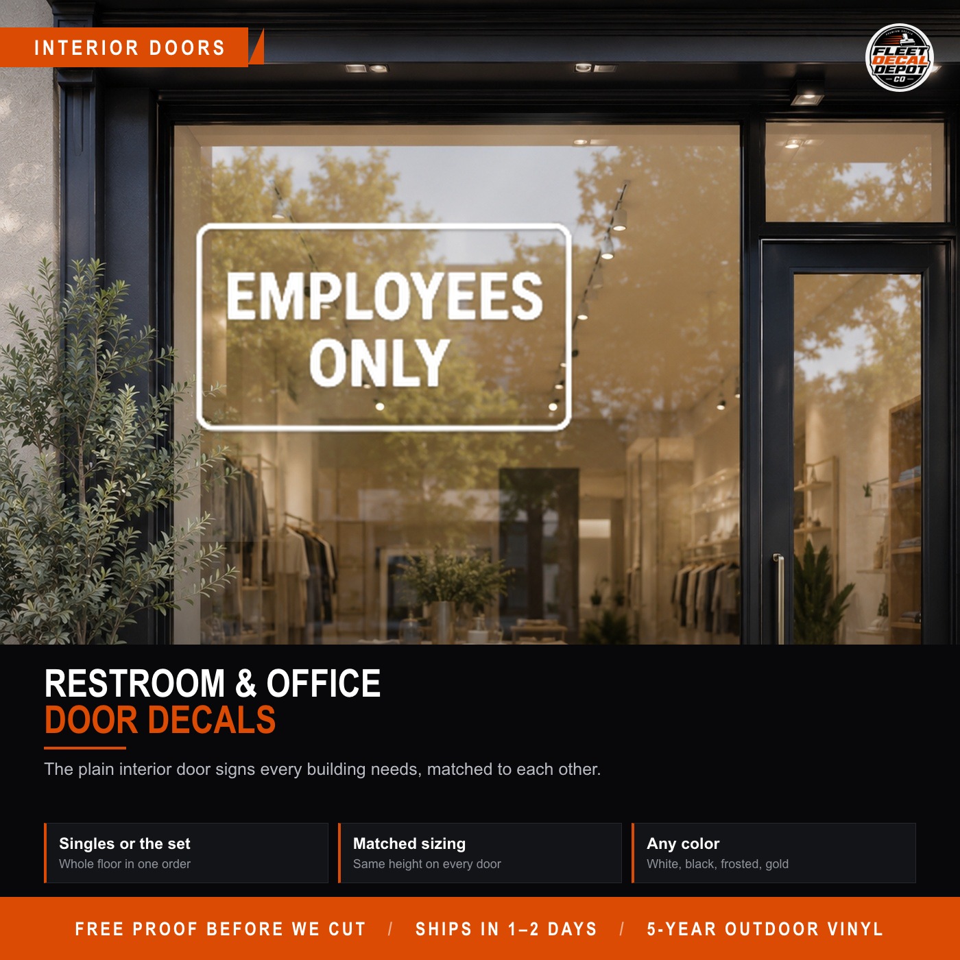 Restroom Door Decal Set, Men Women Family Restroom Employees Only Office Reception Signs, Custom Vinyl Door Lettering with Arrows
