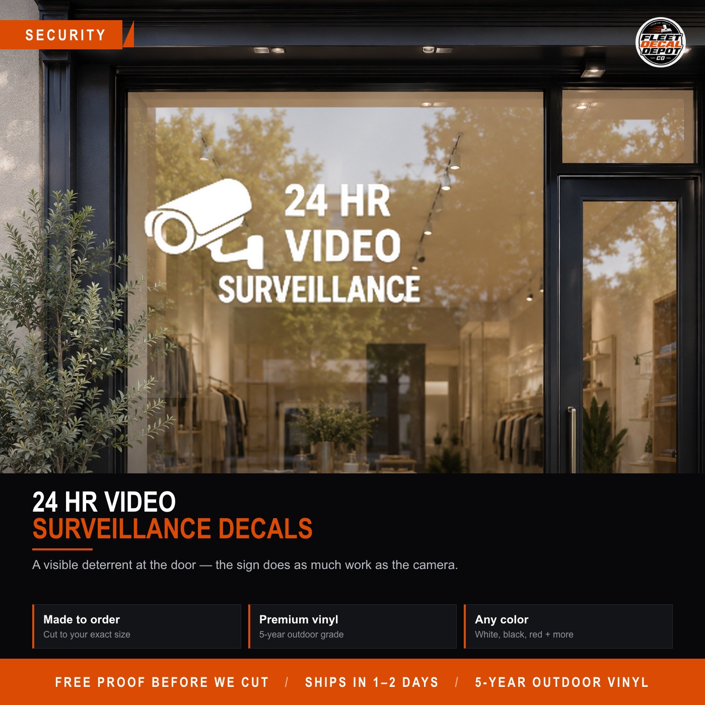 Security Camera Decal, 24 Hour Video Surveillance Smile You Are On Camera Alarm Protected Window Stickers, Custom Business Vinyl Set
