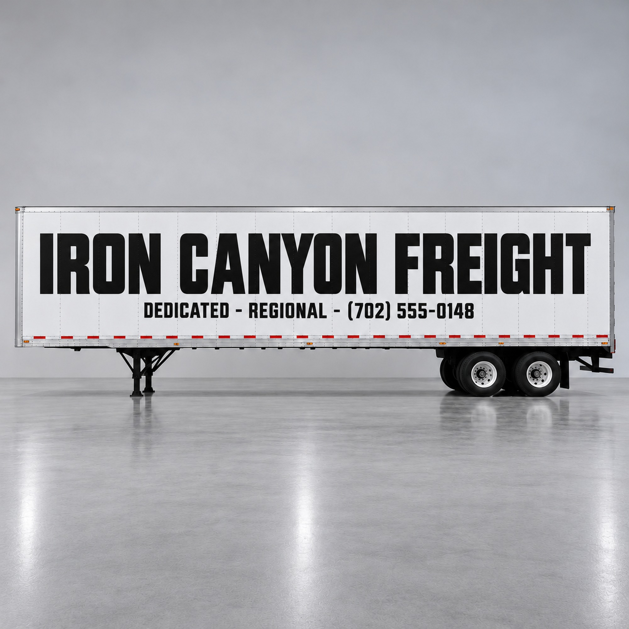 Semi Trailer Lettering — shown on a work truck (product photo 3 of 4)