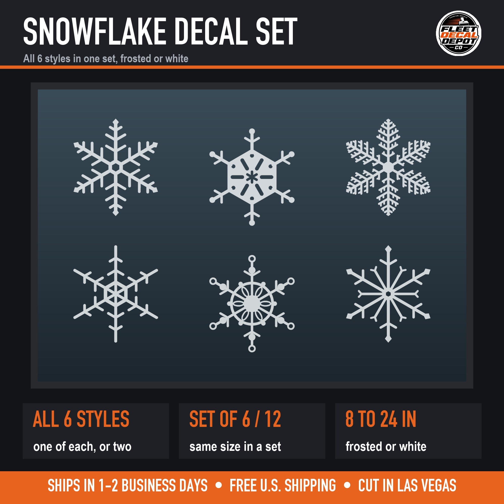 Snowflake Window Decal Set of 6 or 12