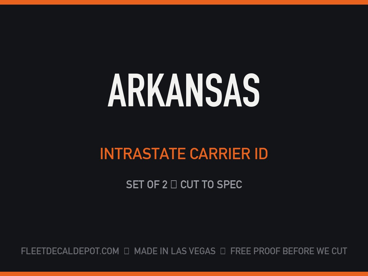 Arkansas Intrastate Carrier Identification Decal Set of 2, Arkansas Highway Commission Truck Door Lettering, Custom Vinyl Sticker