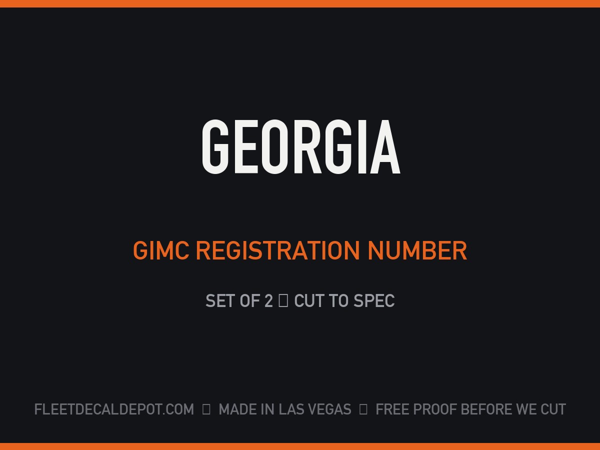 Georgia GIMC Registration Number Decal Set of 2, Georgia Intrastate Motor Carrier Truck Door Lettering, Custom Vinyl Sticker