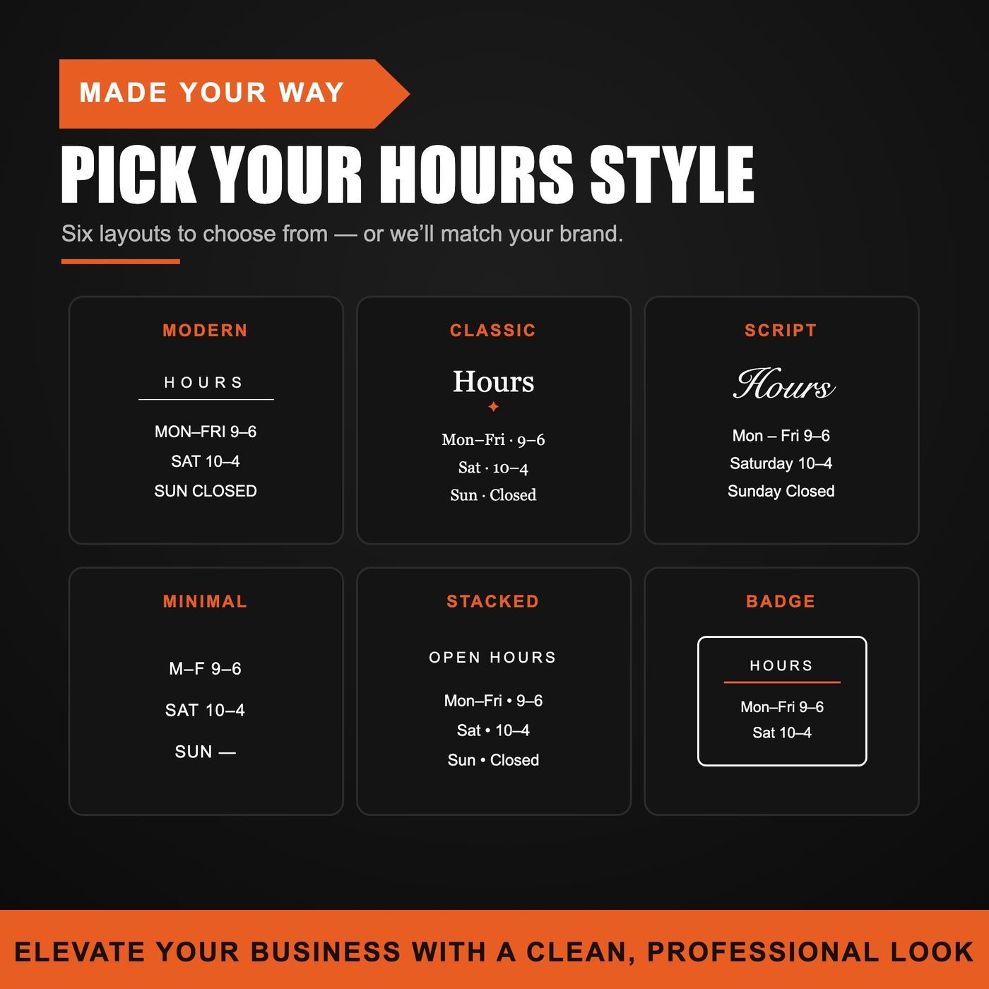 Custom Storefront Door Decal Set — Business Name Logo + Store Hours Window Decal — photo 4