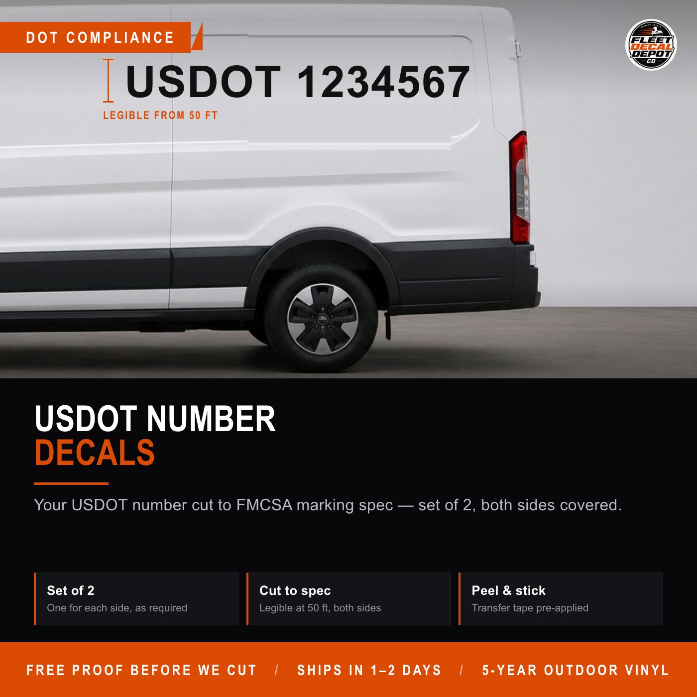 Custom USDOT Number Decals (Set of 2), Outdoor Vinyl Truck Lettering